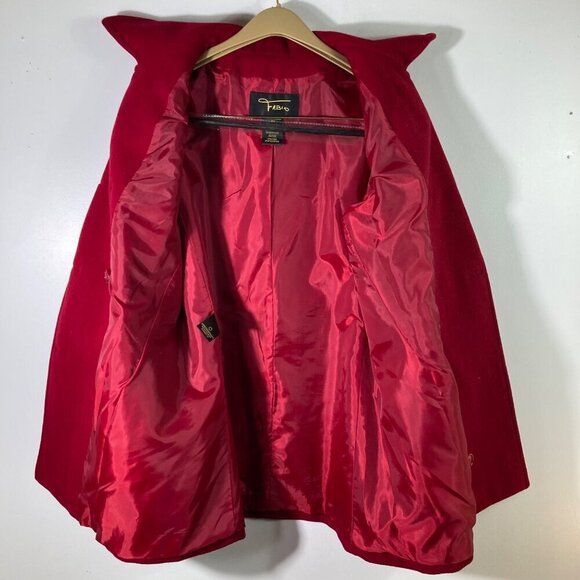 Womens Vintage Fabio Wool Pea Coat Lined Red‎ L - Picture 3 of 8